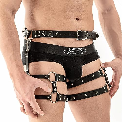 illuevagrun Herren Leder Harness Unterwäsche Sexy Gürtel Fetisch Bondage Einstellbar