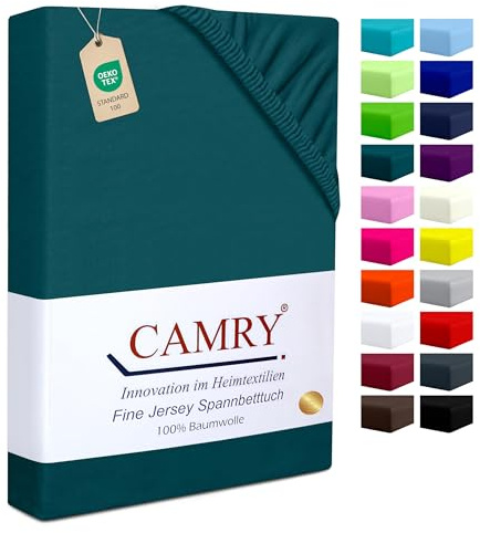 Camry Boxspringbett & Wasserbett Spannbettlaken 180x200-200x220cm Petrol für Matratzen bis 35cm Matratzenhöhe Baumwolle Oeko-Tex 100