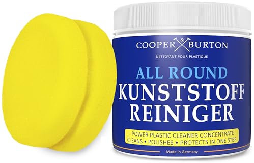 Limpiador intensivo de plástico sostenible concentrado 0,5 kg | Limpiador para una limpieza radiante | Elimina fácilmente la suciedad y las manchas de COOPER & BURTON – Incluye esponja de mano