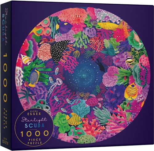 Elena Essex Jigsaw Puzzles for Adults 1000 - Starlight Scuba/Jigsaws/Jigsaw Puzzle/Ocean Sea Coral Reef Puzzle/Round Puzzles Diameter 68cm