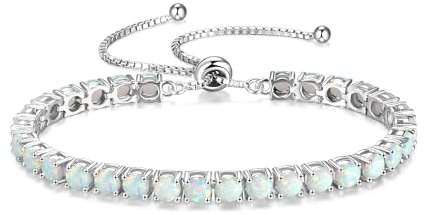 FANCIME Silber Armbnad Damen Tennis Armband mit Geburtsstein, Verstellbares Glitzer Tennis Armband Schmuck Geschenke für Damen Frauen Freundin Ehefrau Mutter
