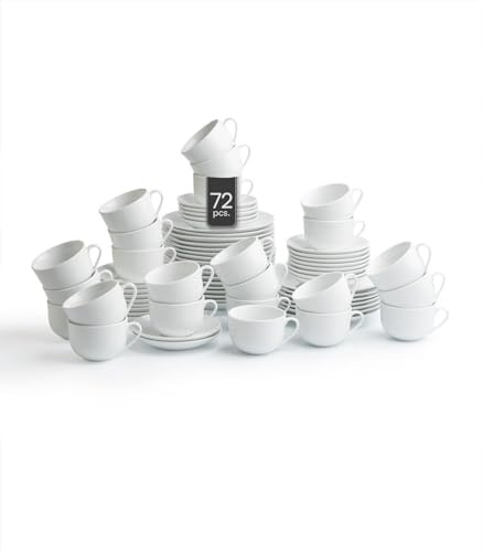 Home4You Kaffee-Service Kaffeegeschirr Geschirrset - 72-tlg. (24 Personen) - Weiß - Porzellan
