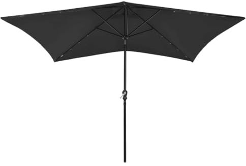 Annlera Garten-Sonnenschirm mit LED-Leuchten Balkonschirm Outdoor-Schirm Marktschirm Moderne Tischschirm Strandschirm Gartenmöbel Wasserdicht und Sonnenschutz Moderne Design Schwarz 300x247 cm