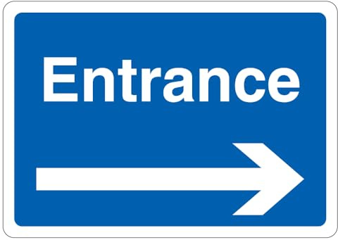 V Safety Entrance - Blue Arrow Right 210 x 297 mm (A4) - 3mm Aluminium Composite Safety Sign