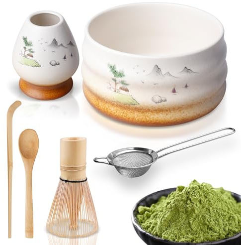 Juego de te Matcha, 6 Piezas Kit de Té Matcha Japonesa, Batidor de Matcha Japonés, Matcha Set Mtacha Kit Tazón de Matcha, Match Kit, Matcha Set, Te Matcha Kit, Set Te Matcha Kit