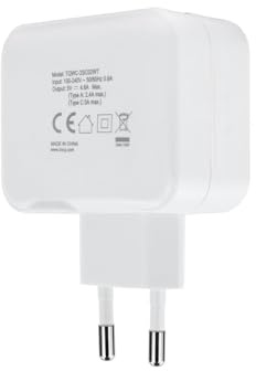 Cargador de Pared 27W con Doble Salida USB-C y USB, Ideal para Cargar Dispositivos móviles y Tablets de Forma rápida y eficiente.