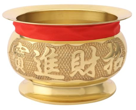 Hangsu Bruciatori di incenso, in ottone anticato, con ciotola, supporto per bastoncini di incenso per meditazioni e incensieri cinesi