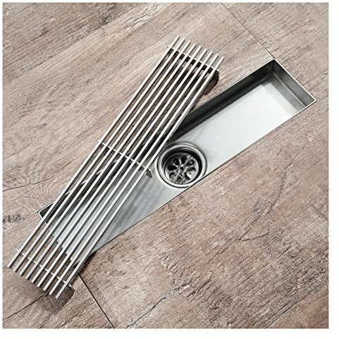 GODFSAHG Duschablauf Edelstahl-Bodenablauf Rechteckiger 30-cm-Duschbodenablauf High-Flow-Bodenduschablauf mit Haarsieb und Abnehmbarer Abdeckung, leicht zu ClUPC, gebürstetes Nickel