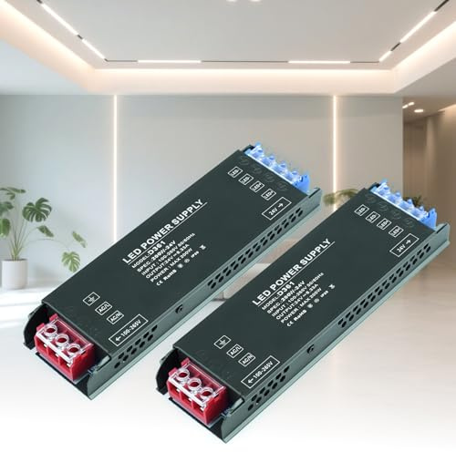 KSIBNW Transformador 220V a 24V Fuente Alimentacion, Ultra Fino LED Driver AC 220V a DC 24V 8,3A 200W Alimentación de Bajo Tensión Controlador de Voltaje Constante para Tira Led, 2 Pieza