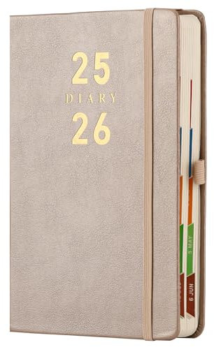 Mljtoyo MljtoyoTerminplaner 2025-2026, A5 Tagesplaner 2025-2026,Seite pro Tag, Hardcover, Stifthalter,Gold
