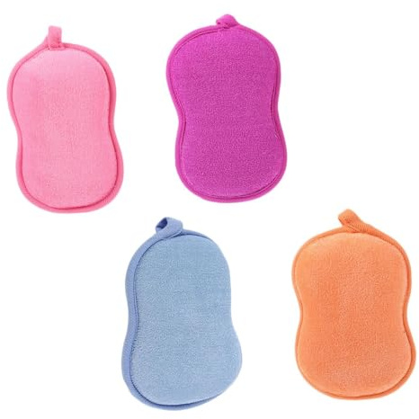 LOLIPPYY Spugne da Bagno Spugne Doccia Set 4 Pezzi Forma Arachide per Bambini Esfoliazione Delicata e Pulizia della Pelle in Materiale Vegetale per Uso Quotidiano