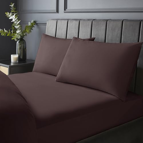 Silentnight Pure Cotton Fitted Sheet - Cool Soft Touch 200 Thread Count - Extra Deep 40cm Bed Mattress Sheet - Breathable 100% Cotton - Elasticated Corners, Machine Washable, Deep Purple Plum, King