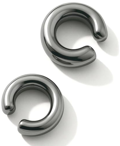 AFCJLTO Ear Cuff Pendientes Oreja Sin Agujero para Mujer, Pendientes Clip, Chunky Earcuff para Niñas Hipoalergénicos, Regalo de Joyería, Negro, Cobre