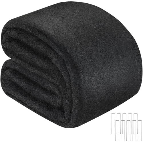 Fanfanwin 15 x 25 Fuß Teichfolie Unterlage Vlies Geotextil Unterlage Stoff mit 15 U-Pins für Outdoor Teich Bachläufe Brunnen Garten Wasserfälle Fischteich Stützmauern Unkrautbarriere
