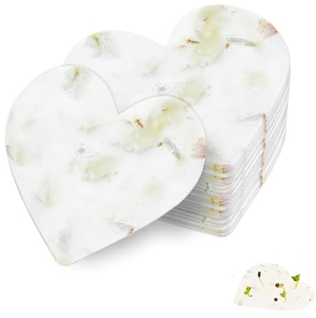 nulala 20Pack Herz pflanzbare Samen Papier handgemachte Wildblume Samen Papier, Wildblume Party Gaben, Hochzeit Gaben, Bridal Shower Favor, Baby Shower Favor | Handgemachte Samenpapier-Karten mit Wildblumensamen für Hochzeit, Babyparty, Erinnerungsgeschenke,Geschenkverpackungen