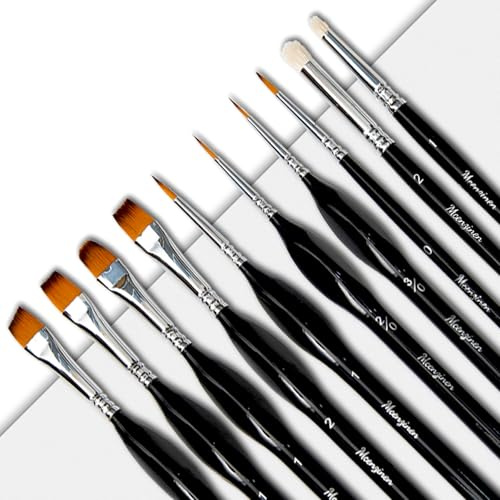 Mcenzinen 10 Pcs Exquisite Detail Paint Brush Set with Copper Tube and Special Double - Wire - Binding Process，Birch Wood Pen,Triangular Grip. Suitable Oil, Watercolour, Acrylic, Digital Painting