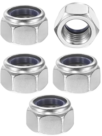 M METERXITY 5-Pack Nylon Insert Hex Lock Nuts, M22 x 2.5mm Thread 304 Stainless Steel Self-Locking Locknuts Hexagon Nut Metric Nuts for Machinery/Home Repair/Industrial Fasteners