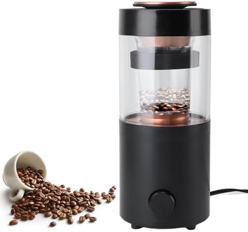POCDOKYZ Tostatrice per caffè elettrica da 1350 W - Tostatrice per Chicchi di caffè per Uso Domestico con Timer e Vetro Trasparente (capacità Massima 85 g), tostatura ad Aria Calda,Black