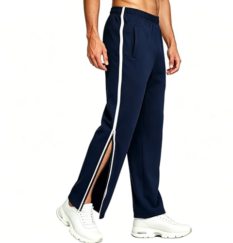 Neteson Pantalones de Chándal para Hombre Pantalones Deportivos Jogging Entrenamiento de Ocio con Cremallera Completa Pantalón de Rehabilitación Ropa Deportiva con Bolsillos