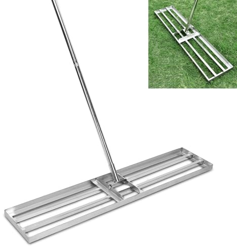 XXXL Profi Rasen Lawn Leveling aus Edelstahl [2m Lange Griff] Garten Rakel Rasen Nivellierungsrechen Rasenschieber, Gartengras Werkzeug Flächenebner Levelingrake, für Hof, Garten, Golfplatz, 118*25cm