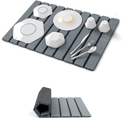 Tapis égouttoir Pliable en diatomite Absorbant l'eau, Tapis en diatomite antidérapant à séchage Rapide, Super Absorbant, résistant à la Chaleur pour la Cuisine et la Salle de Bain，60 x 39 cm