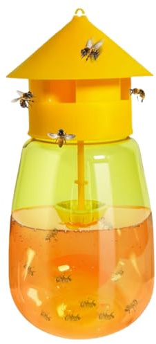 Azragon Fruit Fly Trap Outdoor/Indoor with 5pcs Pad paper| Fly Catcher, Gnat, Mosquito, & Flying Insect – Non-Toxic Kitchen & Orchard Pest Control, Easy Setup with Vinegar & Bait (2 Packs)