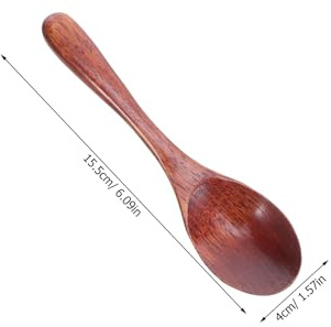 NOLITOY 5 piezas Cucharas de Madera Japonesas con Mango Lacado para Servir y Remover Café Miel Postres y Té Cucharillas Pequeñas para Cocina y Mesa