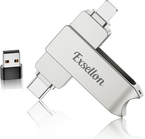Exsellon 256 Go Cle USB pour Phone/Pad/Android/PC | Cle USB iPhone Stockage, sans Application – Stockez Photos et vidéos