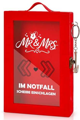 Notfallbox mit Hammer, Große Größe Hochzeitsgeschenke Lustige Wunscherfüller Geldgeschenk Holz Personalisierte Kreative DIY Feuerwehr Ideal für Geld Geschenkgutscheine Schmuck Hochzeit Jubiläum