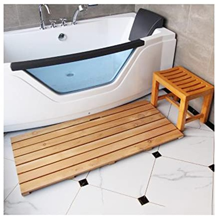 Alfombrilla de baño antideslizante de bambú para interiores y exteriores, perfecta para sauna, piscina, jacuzzi y baño, 30 x 70 cm, diseño ecológico