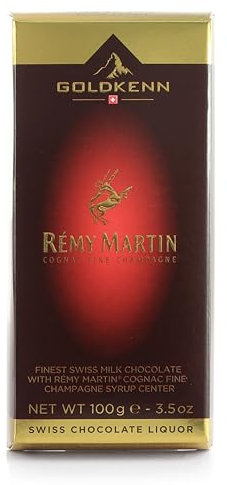 Goldkenn Swiss Milk Chocolate Bar with Rémy Martin Cognac | 100g Premium Chocolate | Fine Champagne Liqueur Infusion