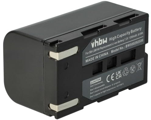 vhbw batteria sostituisce Samsung SB-LSM80, SB-LSM320, SB-LSM160 per videocamera camcorder (1200mAh, 7,2V, Li-Ion)