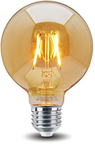Retro Vintage LED 2w Globe Edison Style Filament Bulb Smoked Gold Glass G95 E27 Edison Screw