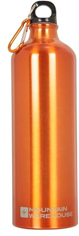 Mountain Warehouse 1L Printed Metallic Bottle with Karabiner - For Sports, Gym, Travelling, Camping Orange Mix
