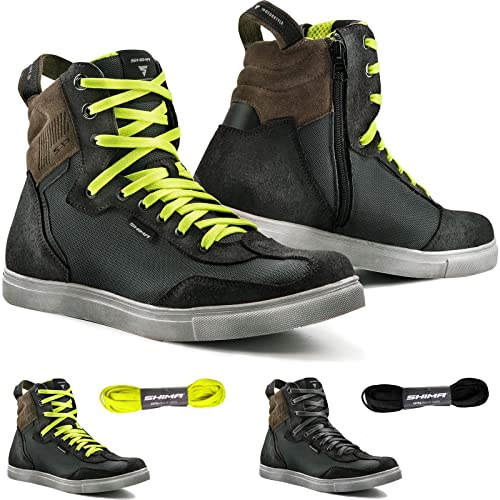 SHIMA Rebel Vented, Motorradschuhe für Männer | Atmungsaktive, Verstärkte Straßenreitschuhe mit Seitlichem Reißverschluss, Knöchelstütze, Rutschfeste Sohle, Schaltgriff (Grau, 45)