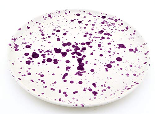 ART ESCUDELLERS Plat Pizza 33CM en céramique Fait et Peint à la Main avec décoration Mate Violette. 33 cm x 33 cm x 2,5 cm