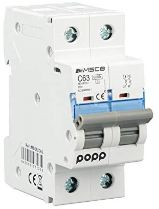 POPP® Interruptor Automático Magnetotérmico industrial CURVA C 1P 2P 3P + 6A 10A 16A 20A 25A 32A 40A 50A 63A … (2P, 63A)
