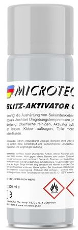 Microtec® Aktivator Spray für Sekundenkleber | 200ml | Aushärtebeschleuniger für Industrieklebstoffe | idealer Einsatz bei offenen Verklebungen | sekundenschnelle Reaktion
