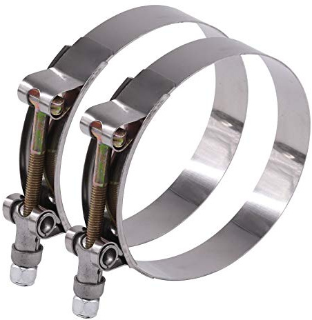 Glarks 2 abrazaderas de manguera de acero inoxidable de 86-94 mm con perno en T, abrazaderas de intercooler de manguera suave de admisión turbo (86-94 mm)