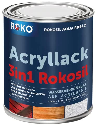 Acryl-Buntlack ROKOSIL - 3,6 Kg in Elfenbein - Seidenmatt - Wetterfest für Außen & Innen - 3in1 Grundierung & Deckfarbe - Premium Acryllack - Lack für fast alle Oberflächen - Langlebig & Robust
