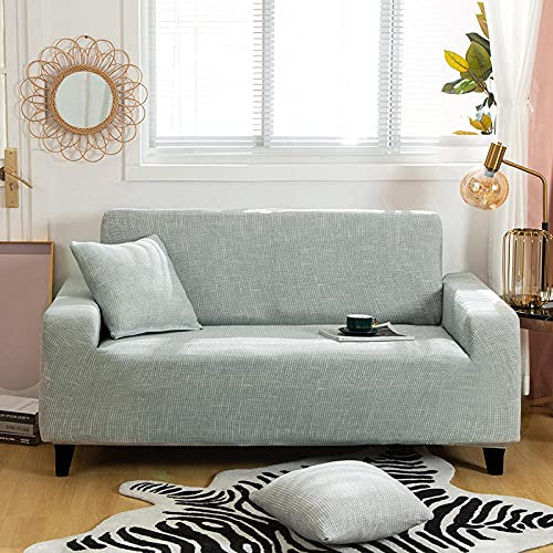 LNXSESN Sofabezug Leinen Grau Sofa überzug Stretch Couch überzug Elasthan Universal Sofabezug Ecksofa Moderne Anti-Haar Sofa Cover Einstellbar Antirutsch Couchbezug 3 Sitzer