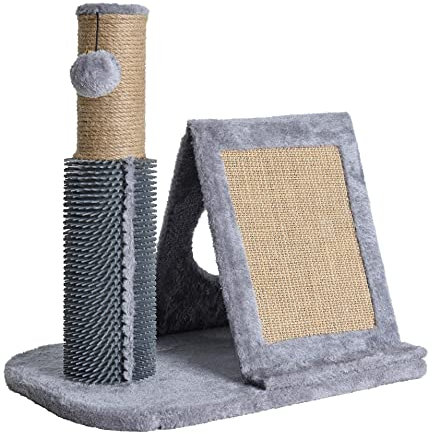 ESTEXO Katzen Kratzpfosten Kratzbaum Kratzsäule Katzenkratzbaum Kratzbrett Kratzmatte Grau