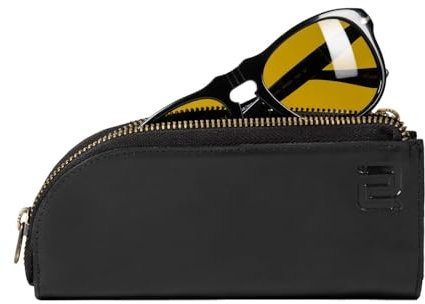 Negotia Delta Brillenetui Leder - Brillenetui Sonnenbrille Platz für zwei Brillen Brillenetui damen Brillenetui Brillentasche Brillen etui Glasses Case - Schwarz