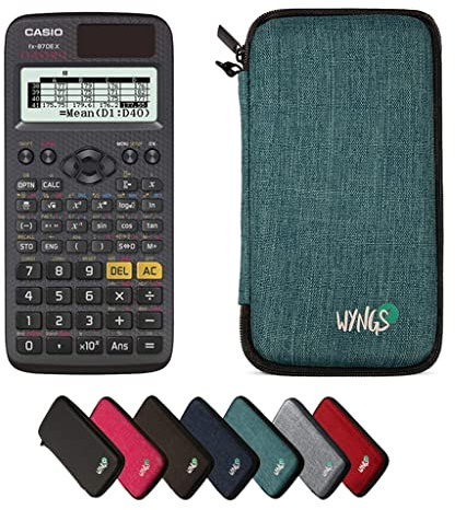 Casio fx-87DE X ClassWiz inkl. WYNGS Schutztasche Türkis - Wissenschaftlicher Taschenrechner - Basic Set