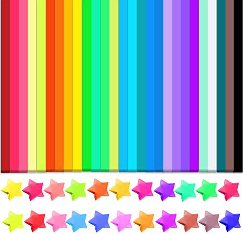 RYKOMO 4050 hojas de papel de origami de estrellas, 27 colores surtidos, tiras de papel de estrella de doble cara, papel plegable de estrella colorida de la suerte para manualidades, suministros de
