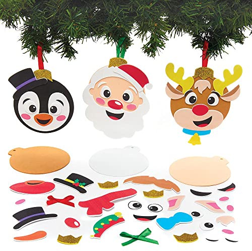 Baker Ross FX383 Bolas de Abeto Personajes Navideños - Paquete de 8, Adornos para el Árbol de Navidad