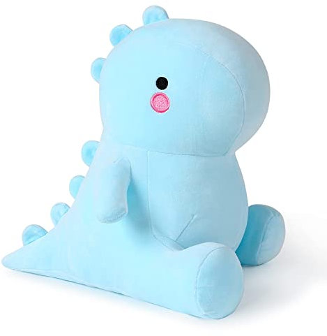 shownicer Plüschtier Dinosaurier Kuscheltier Stofftier Kawaii Dino Plüsch Kissen Spielzeug Plüschsaurier Wurfkissen Schmusetier Geschenk für Kinder Mädchen 12+ Jahre (Blau, 45cm)