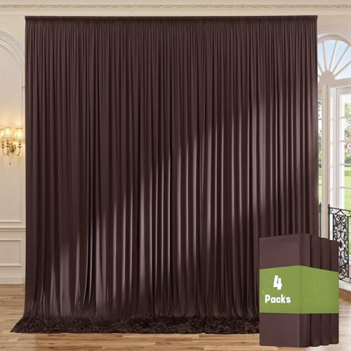 4 panneaux de rideau de fond de photographie en polyester épais infroissable pour fêtes, anniversaires, mariages, fêtes prénatales, etc., 1,5 x 3 m chacun, total 6 x 3 m, marron