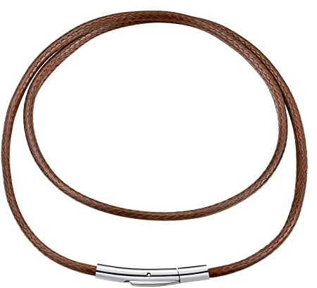 FindChic 2/3MM geflochten Lederkette Herren Damen Kautschuk Halsband mit Edelstahl Verschluss Schwarz/Braun 41-76cm wählbar