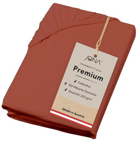 JONA SLEEP® Premium Spannbettlaken (120-130 x 200 cm) Jersey Baumwolle Kirsch - 220 g/m² - ÖKO-TEX 100 zertifziert - Made in Austria
